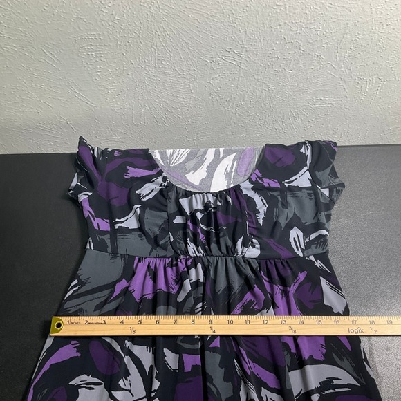 Apt. 9 Purple Floral Print Stretch Casual Babydoll Flowy Artsy Dress Sz S‎ - Picture 12 of 14
